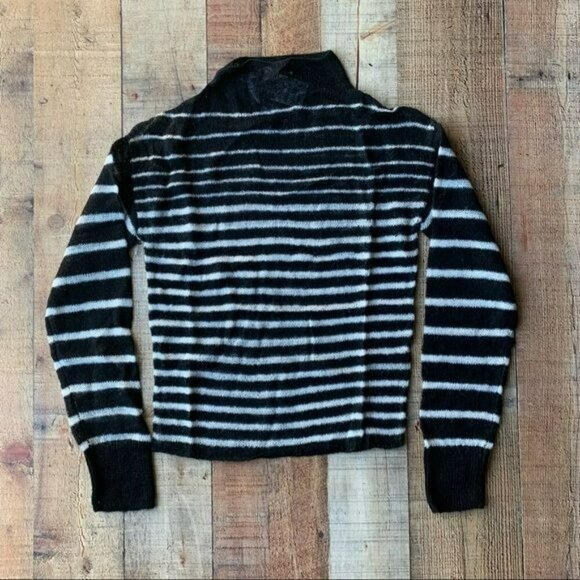 Weekday trinity sheer knitted jumper with high neck in black and white striped - Picture 1 of 9